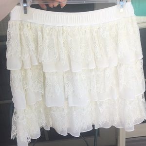 White/cream frilly layered skirt